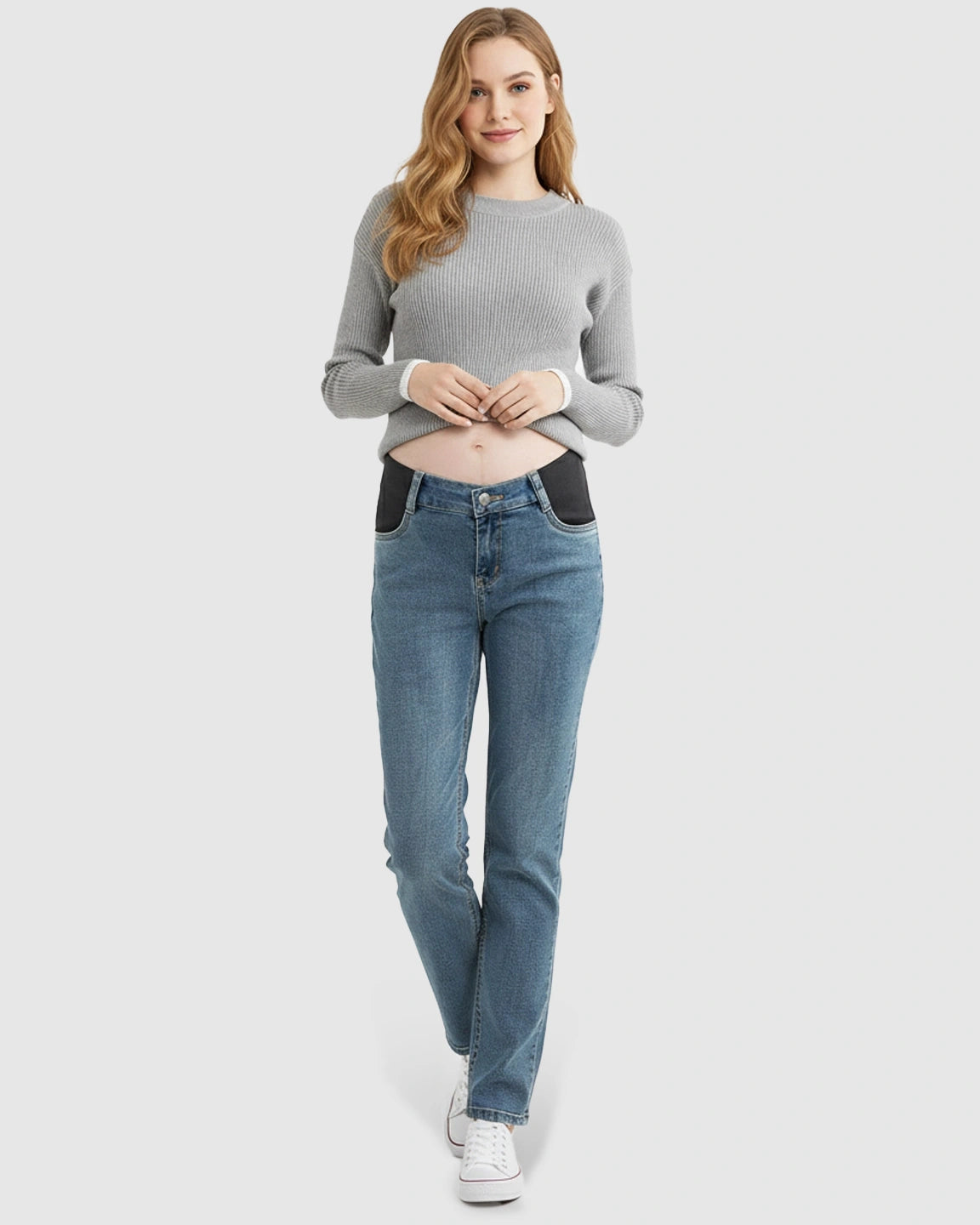 Side Panel Straight-Leg Maternity Jeans
