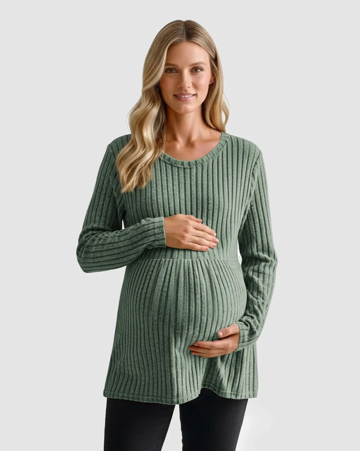 Soft Ribbed Long Sleeve Maternity Top