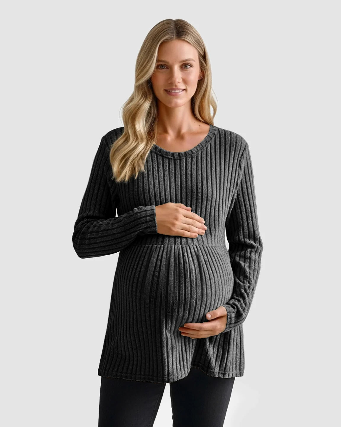 Soft Ribbed Long Sleeve Maternity Top