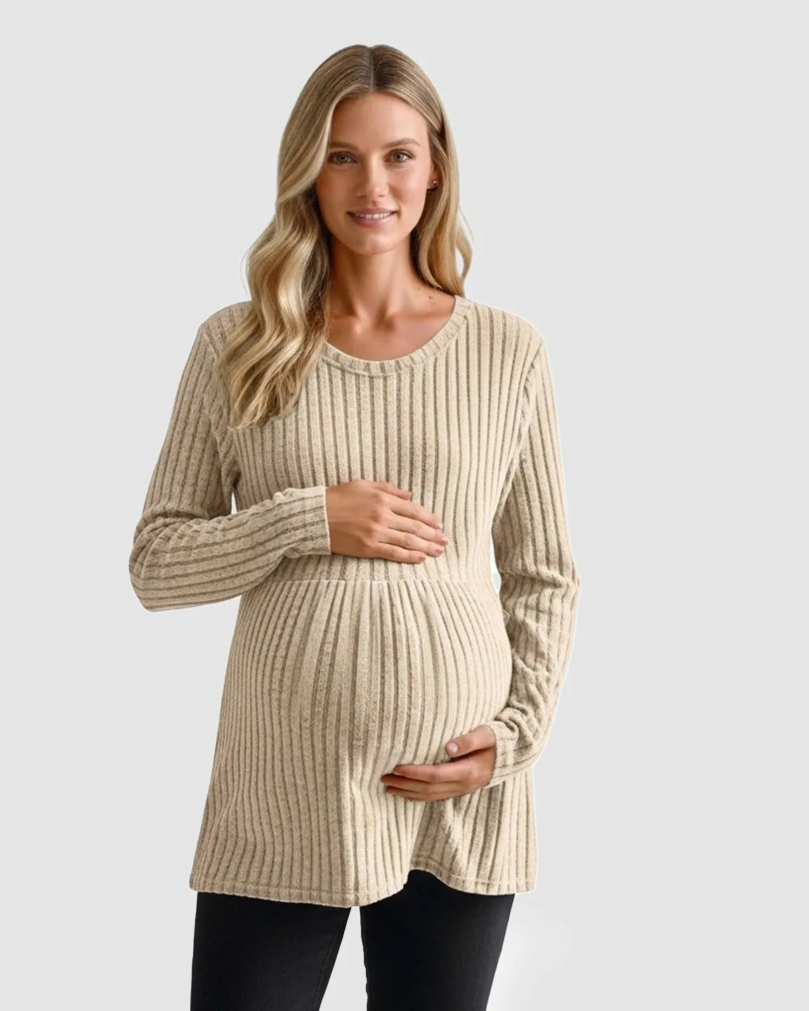 Soft Ribbed Long Sleeve Maternity Top