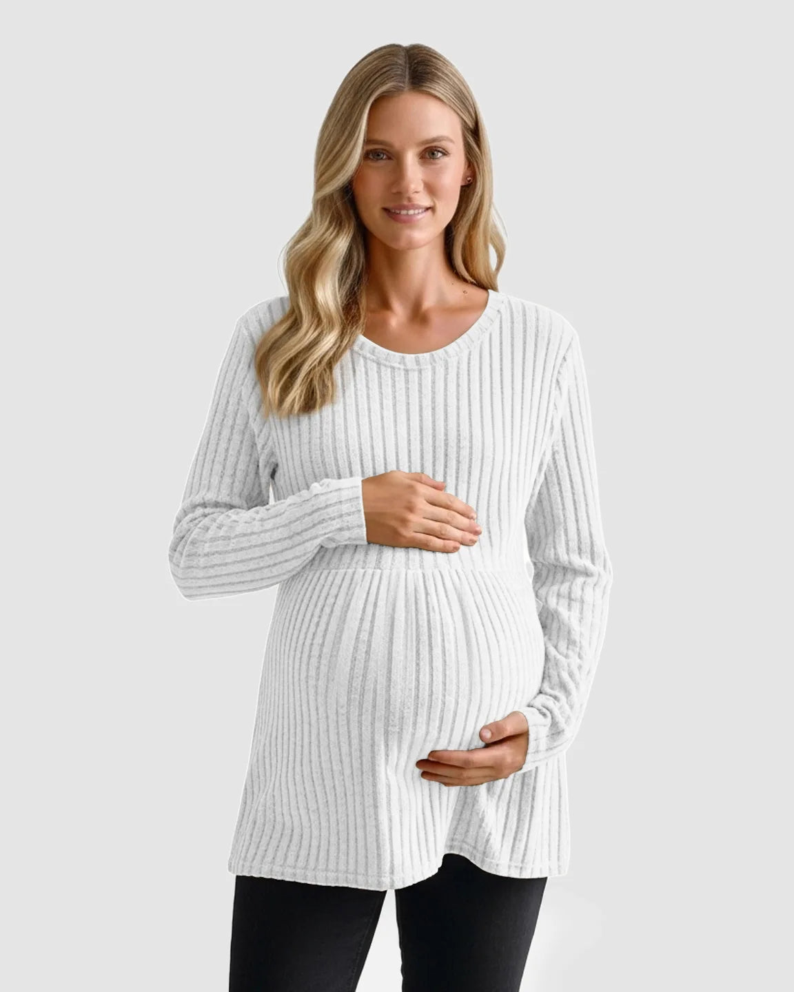 Soft Ribbed Long Sleeve Maternity Top