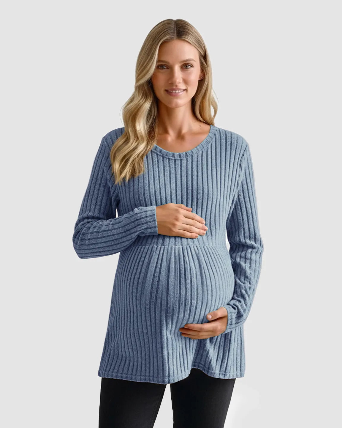 Soft Ribbed Long Sleeve Maternity Top
