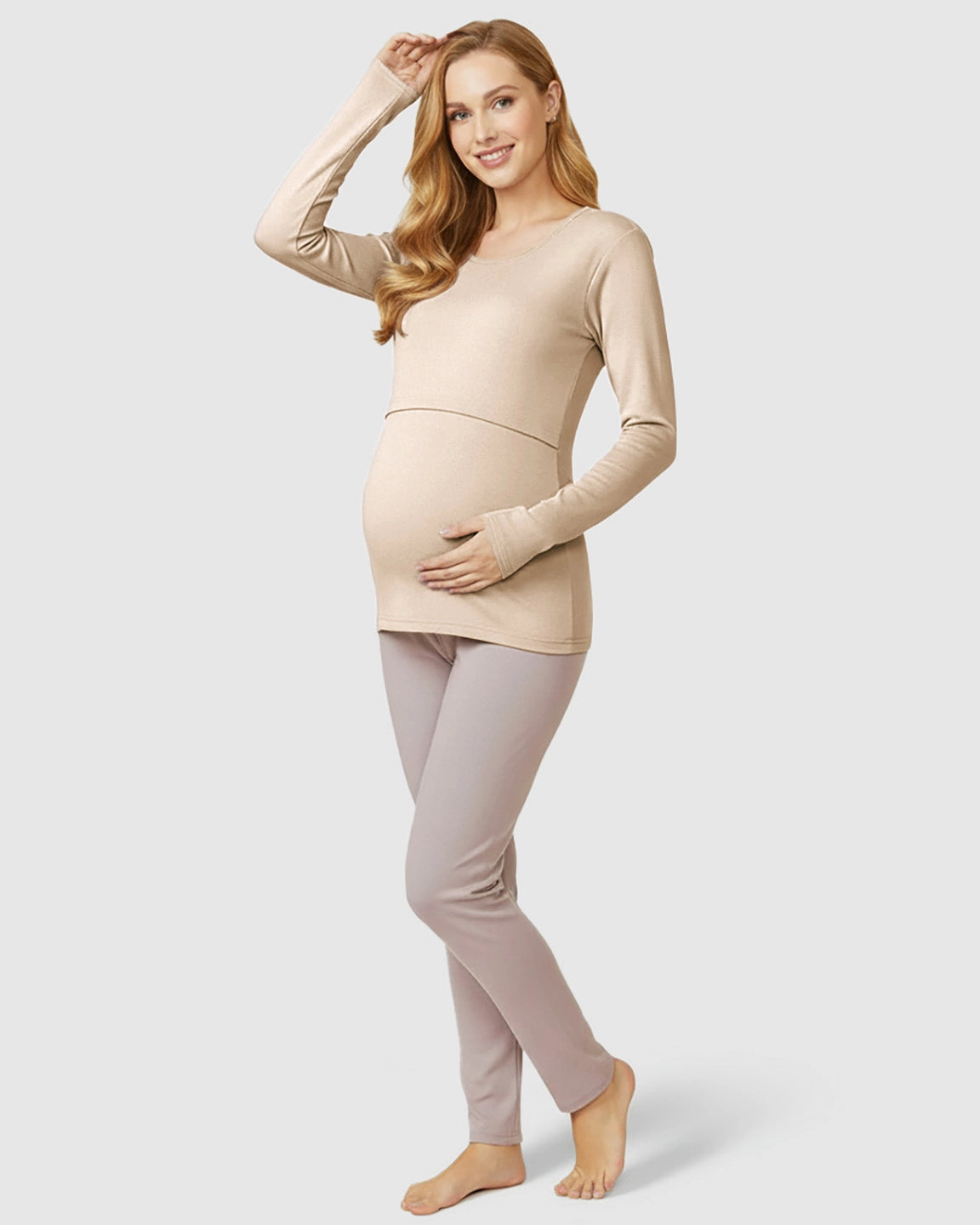 Nursing Access Long Sleeve Thermal Underwear Set