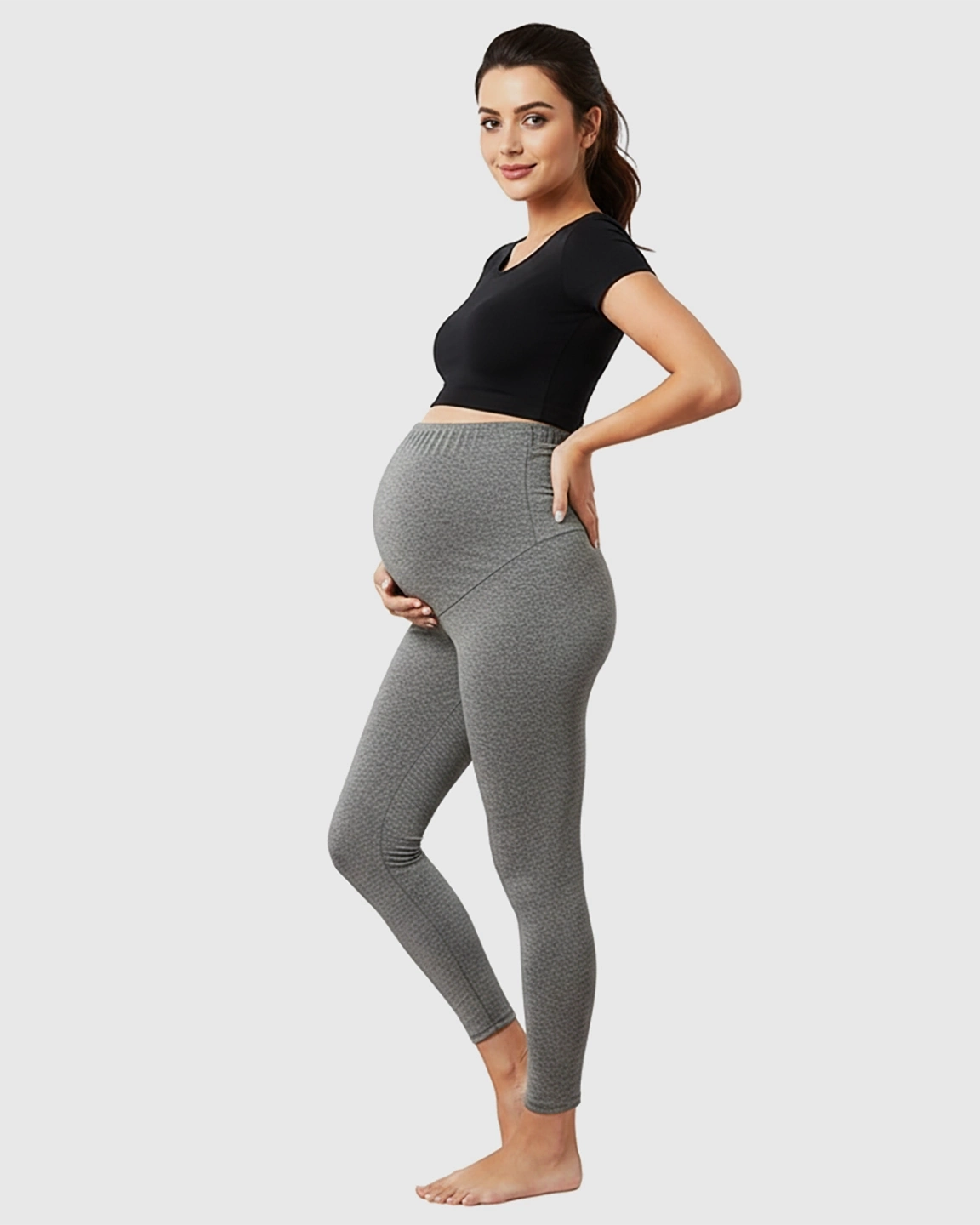 High-Waist Tummy Support Slim-Fit Maternity Leggings