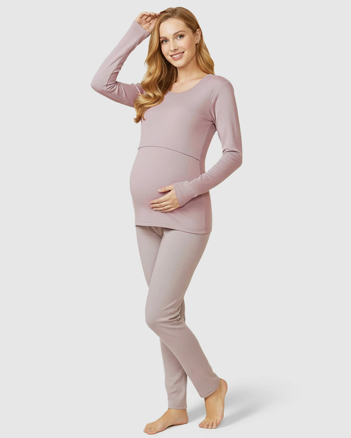 Nursing Access Long Sleeve Thermal Underwear Set