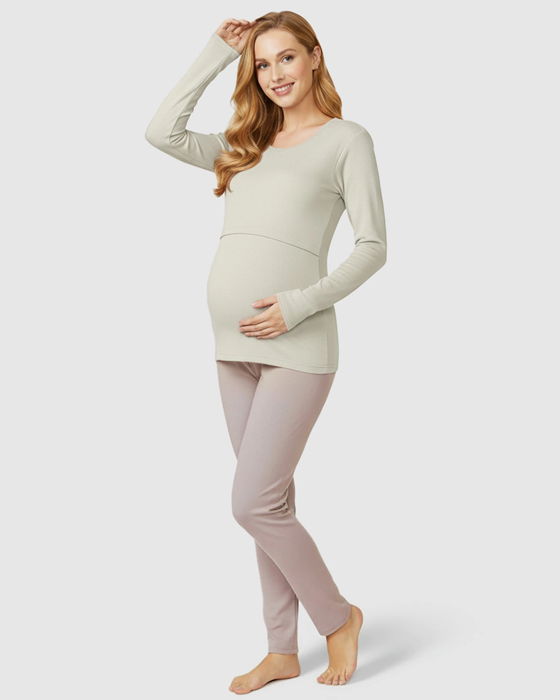 Nursing Access Long Sleeve Thermal Underwear Set