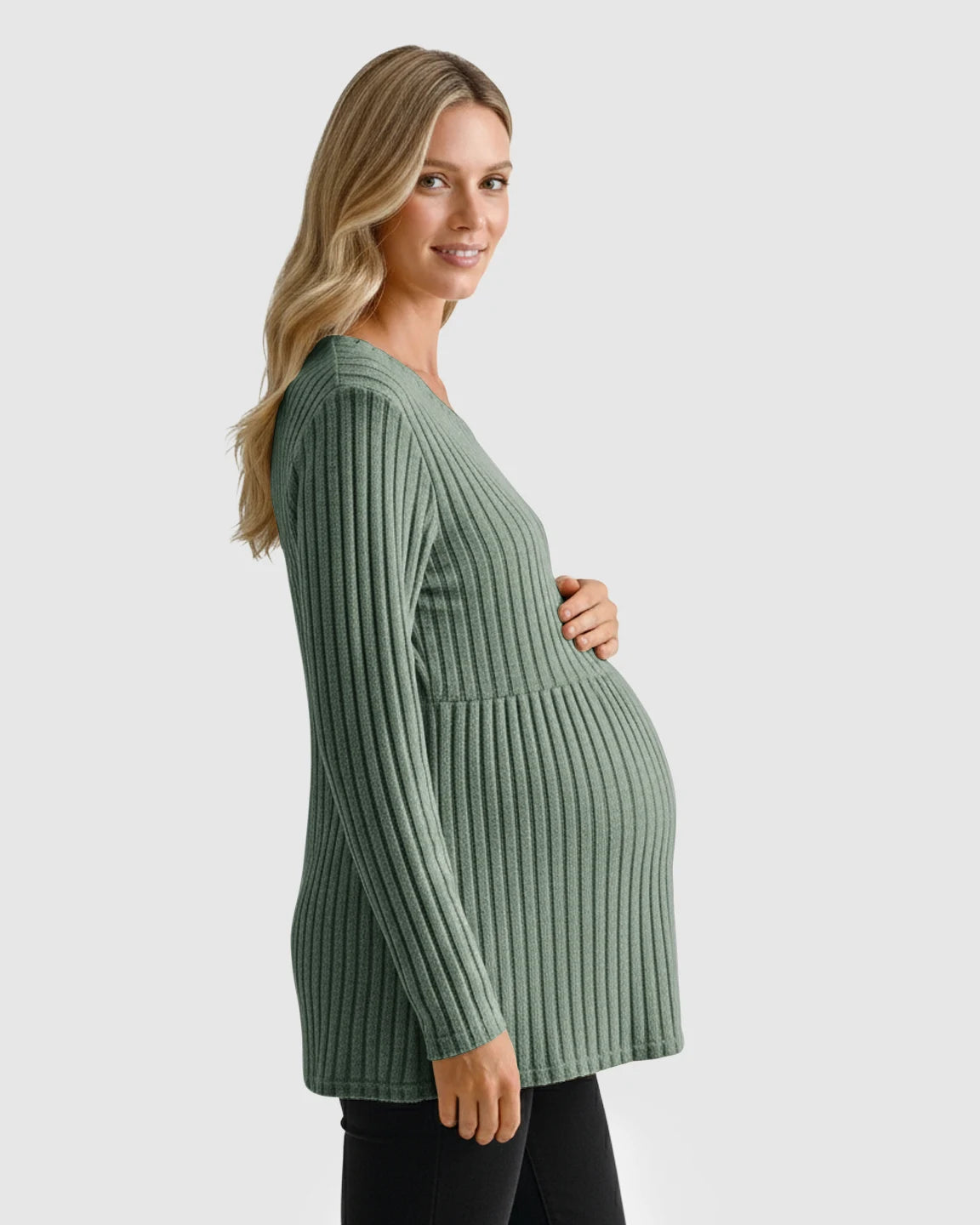 Soft Ribbed Long Sleeve Maternity Top