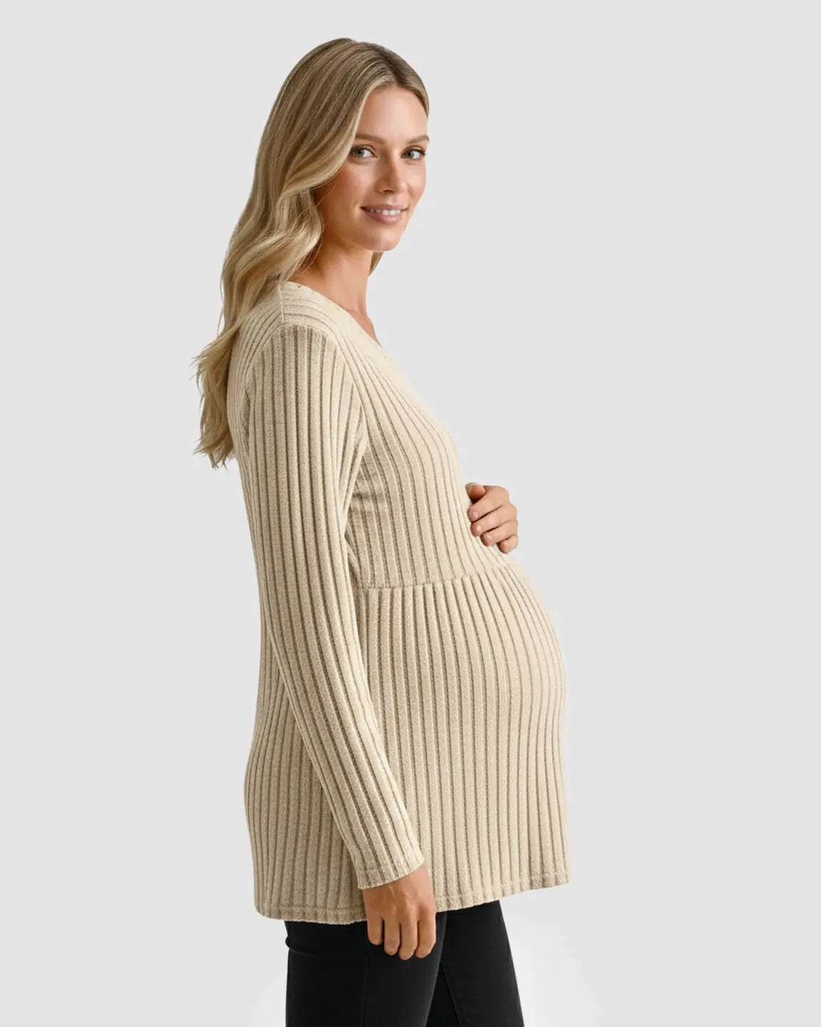 Soft Ribbed Long Sleeve Maternity Top