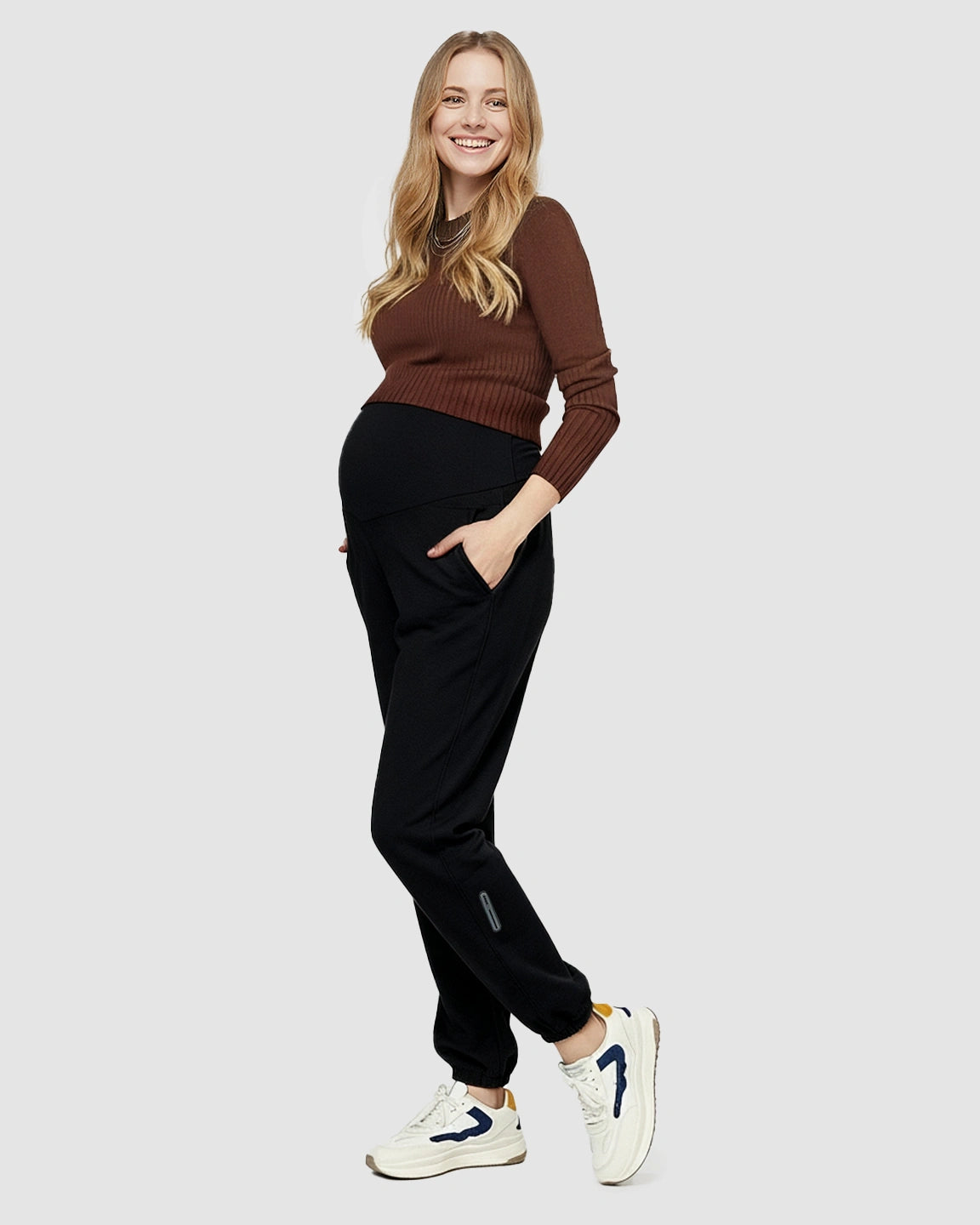 Soft Cotton Fleece Over-Belly Maternity Sweatpants