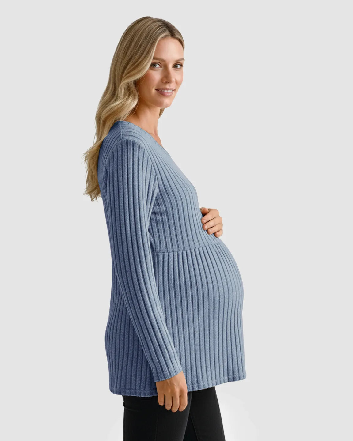 Soft Ribbed Long Sleeve Maternity Top