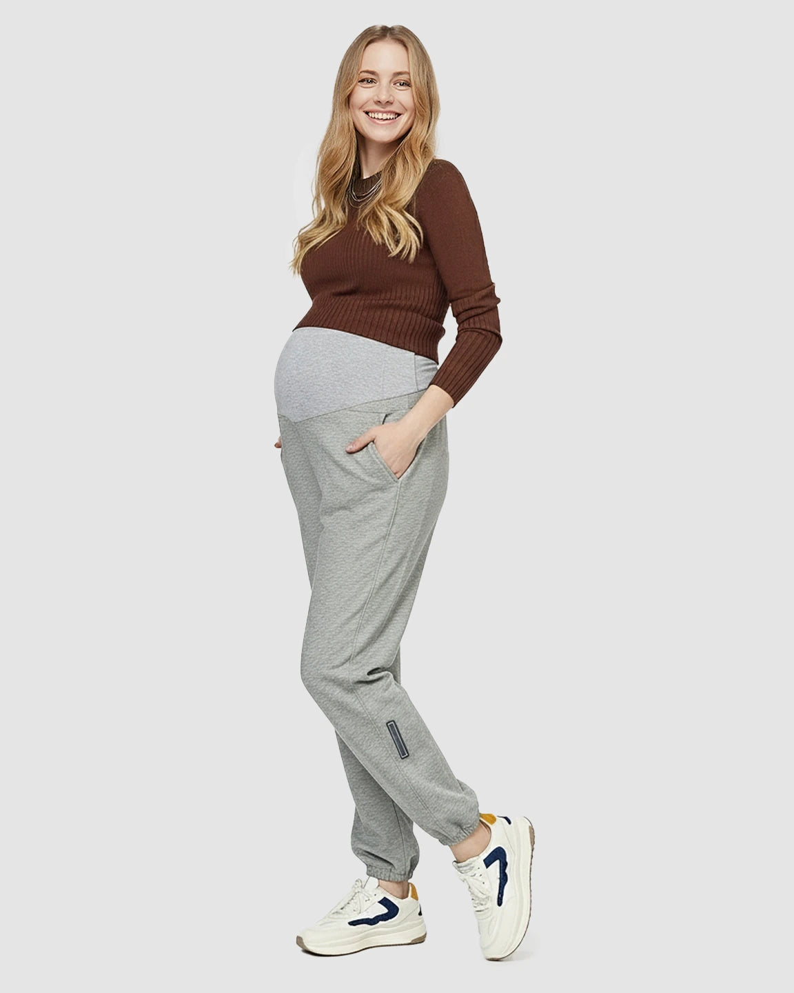 Soft Cotton Fleece Over-Belly Maternity Sweatpants