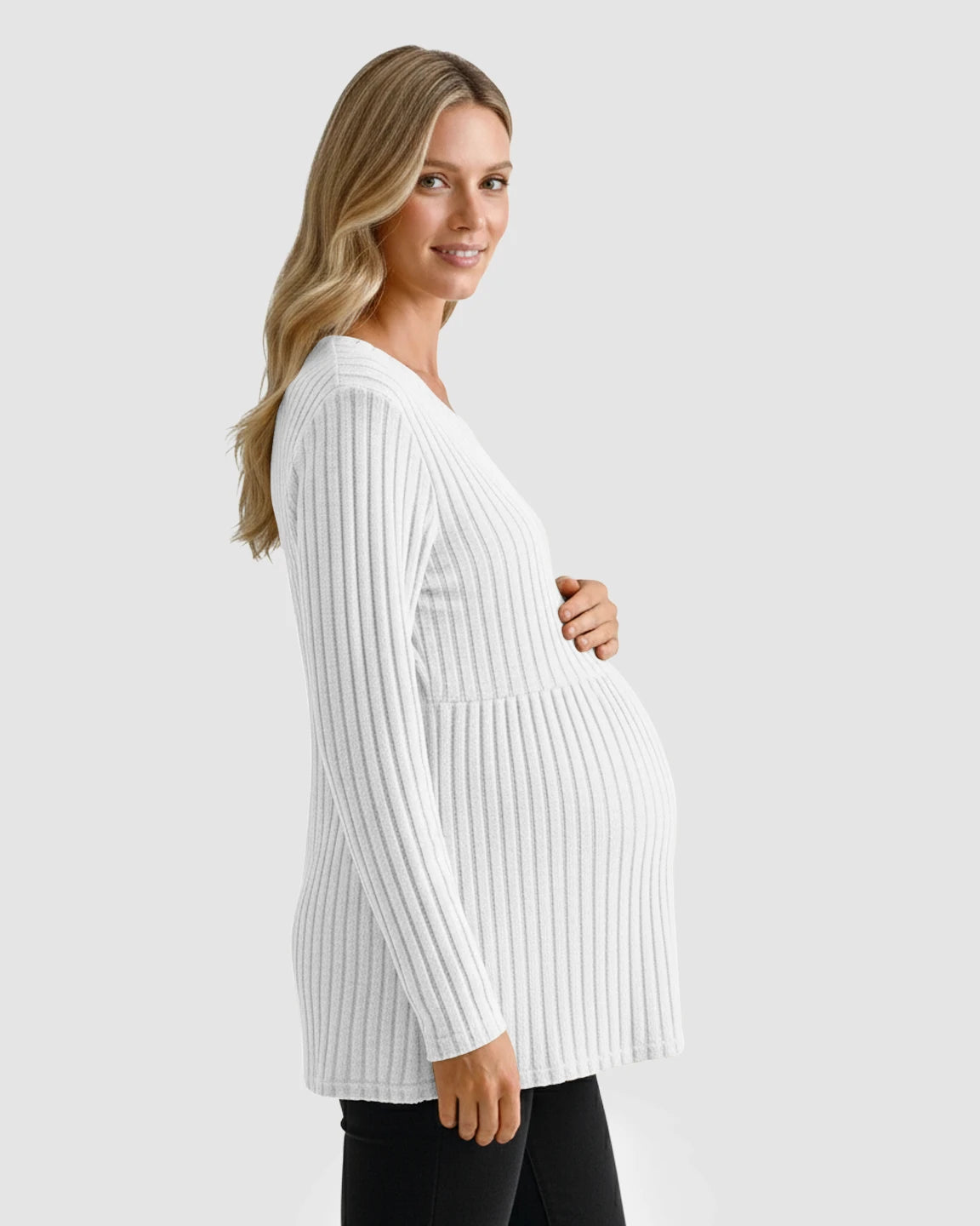 Soft Ribbed Long Sleeve Maternity Top