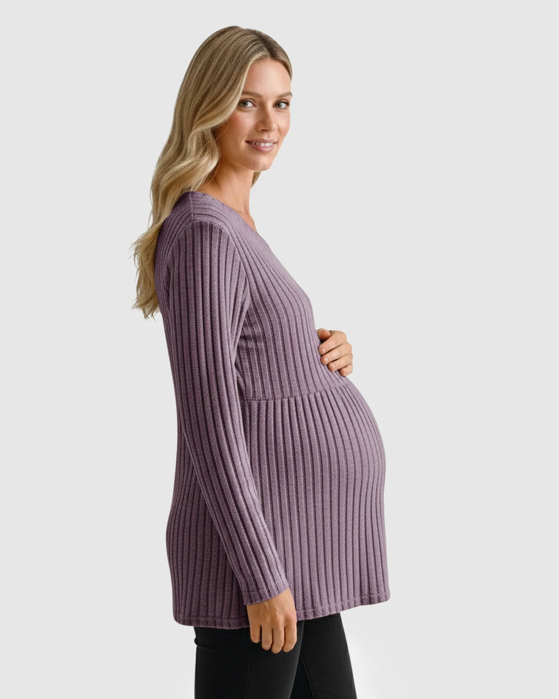 Soft Ribbed Long Sleeve Maternity Top