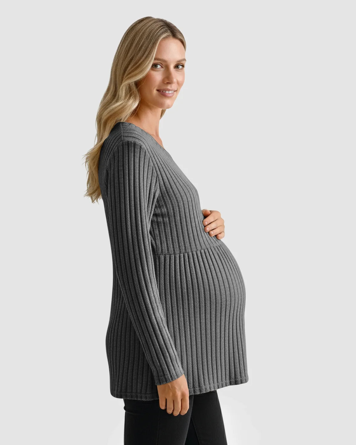 Soft Ribbed Long Sleeve Maternity Top