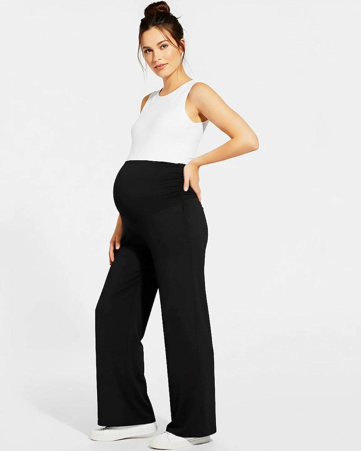 Ruched Hem Over Belly Casual Maternity Pant