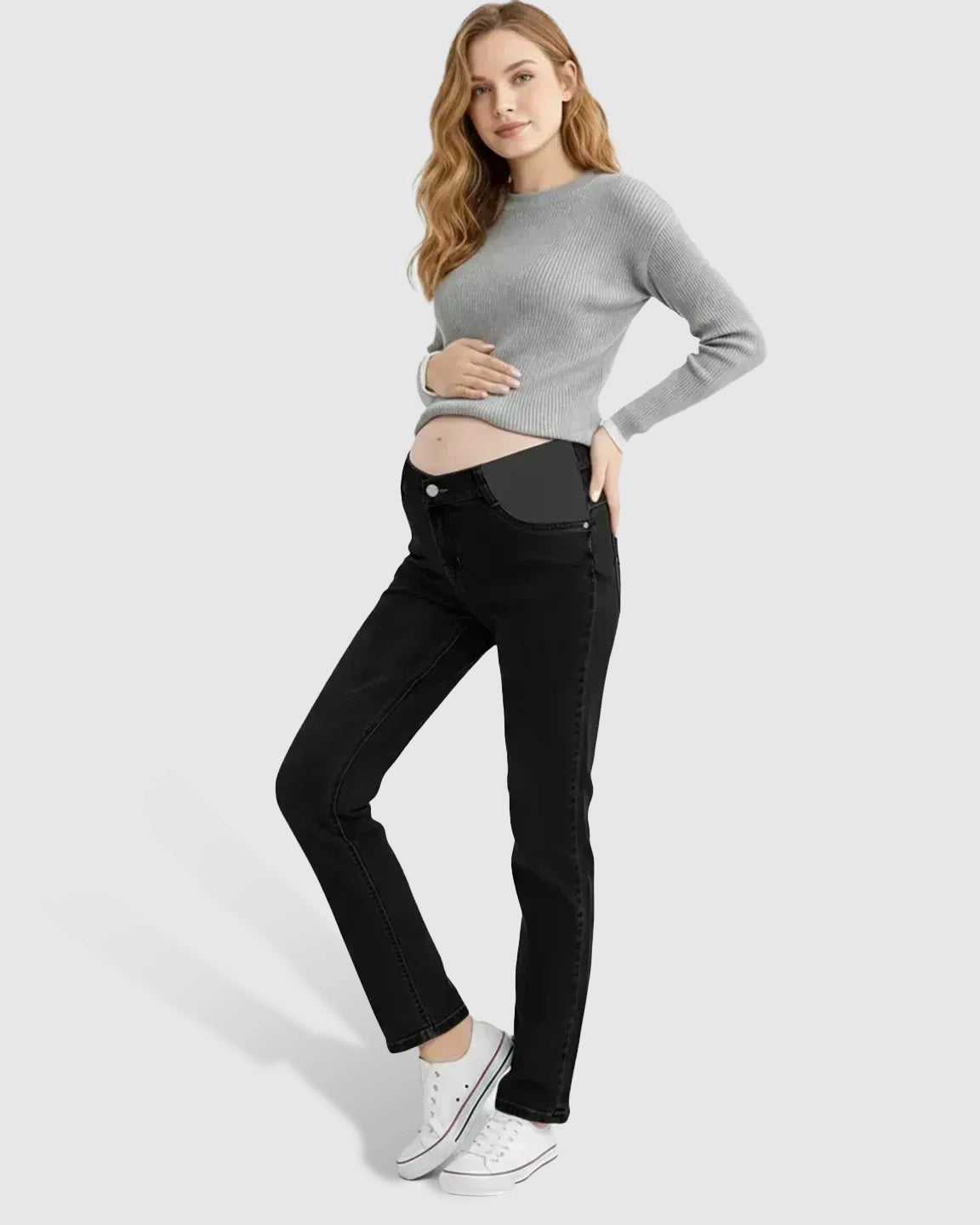 Side Panel Straight-Leg Maternity Jeans