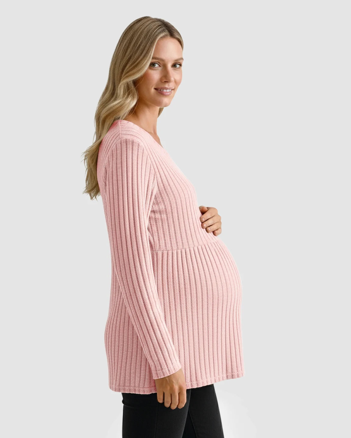 Soft Ribbed Long Sleeve Maternity Top