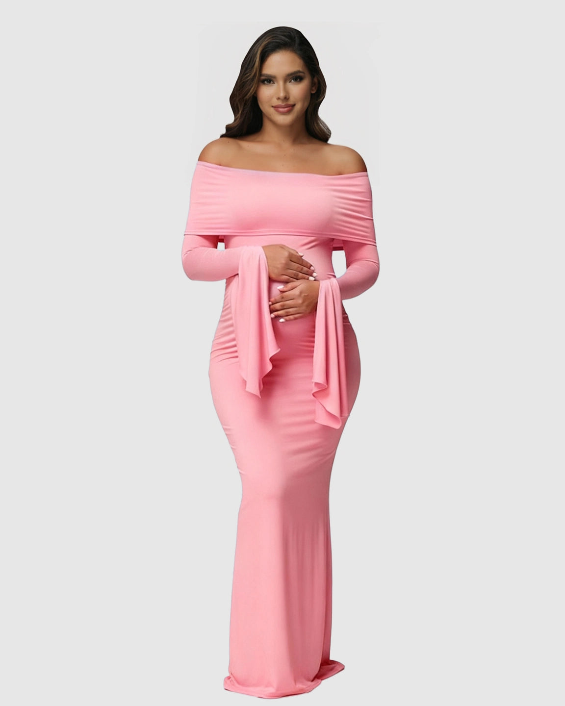 Off-Shoulder Bodycon Maternity Maxi Dress