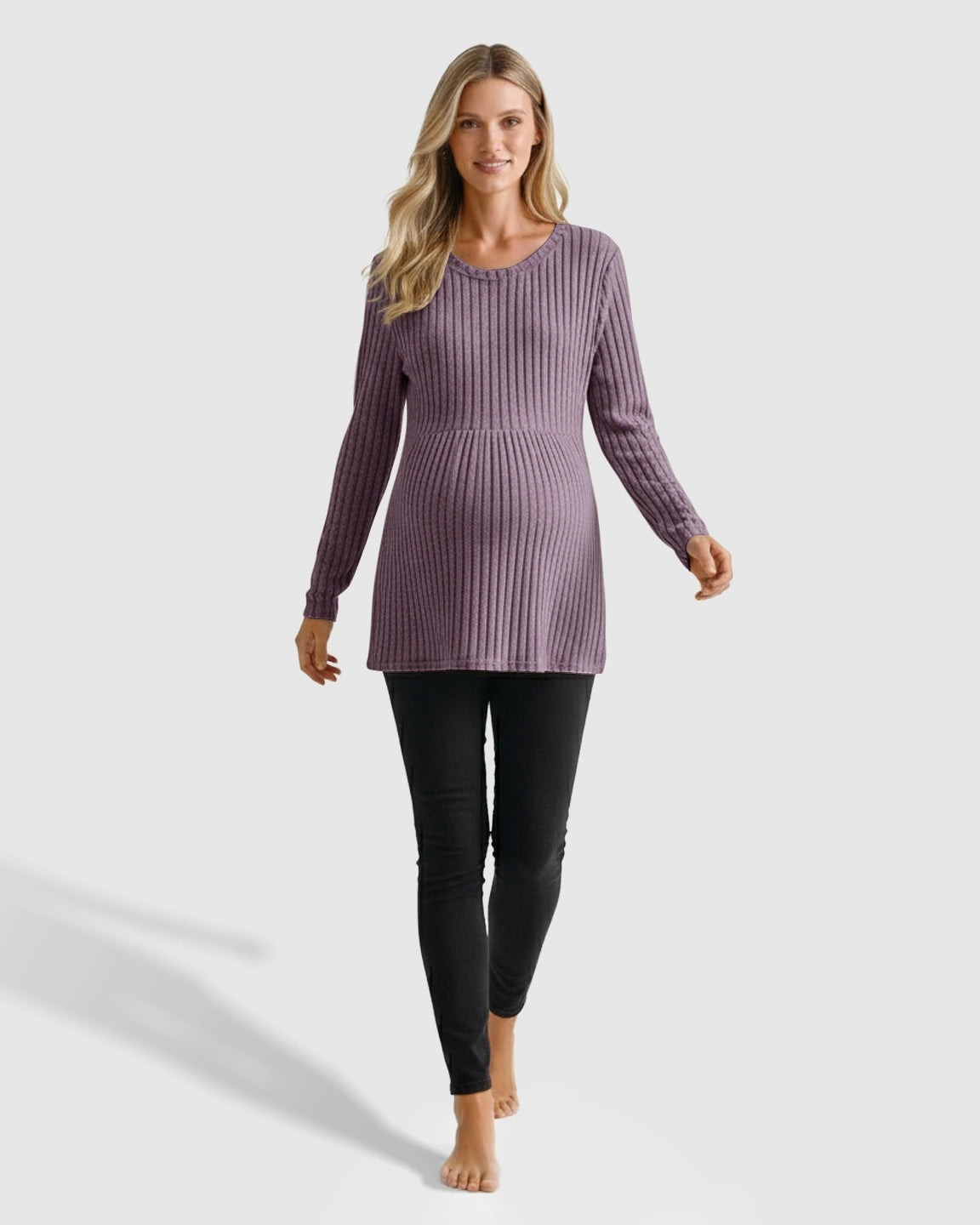 Soft Ribbed Long Sleeve Maternity Top