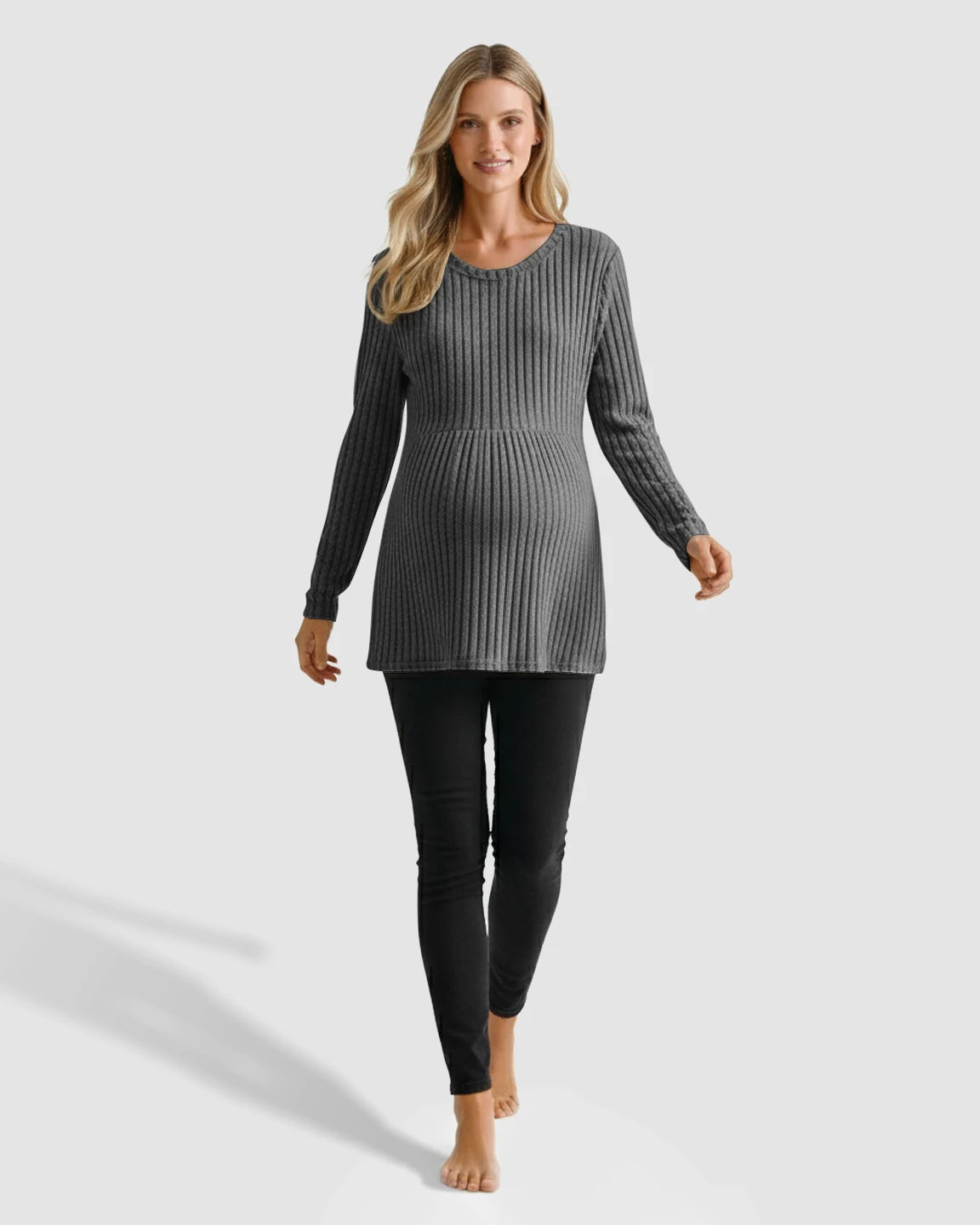 Soft Ribbed Long Sleeve Maternity Top
