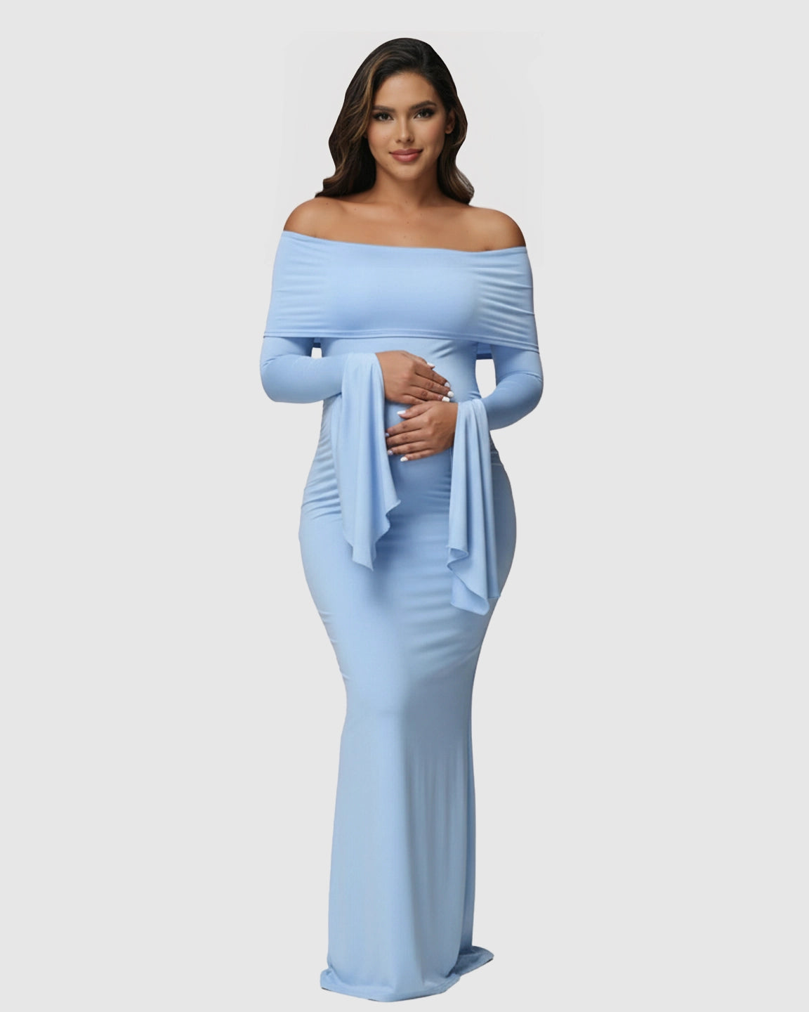 Off-Shoulder Bodycon Maternity Maxi Dress