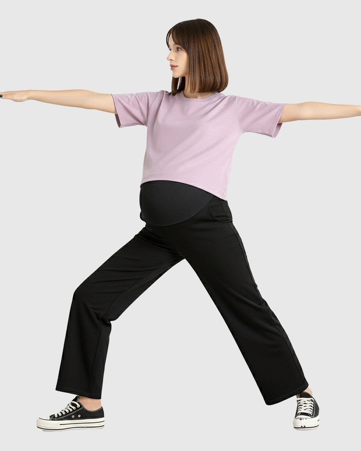 Silky Wide-Leg Belly Support Maternity Pants