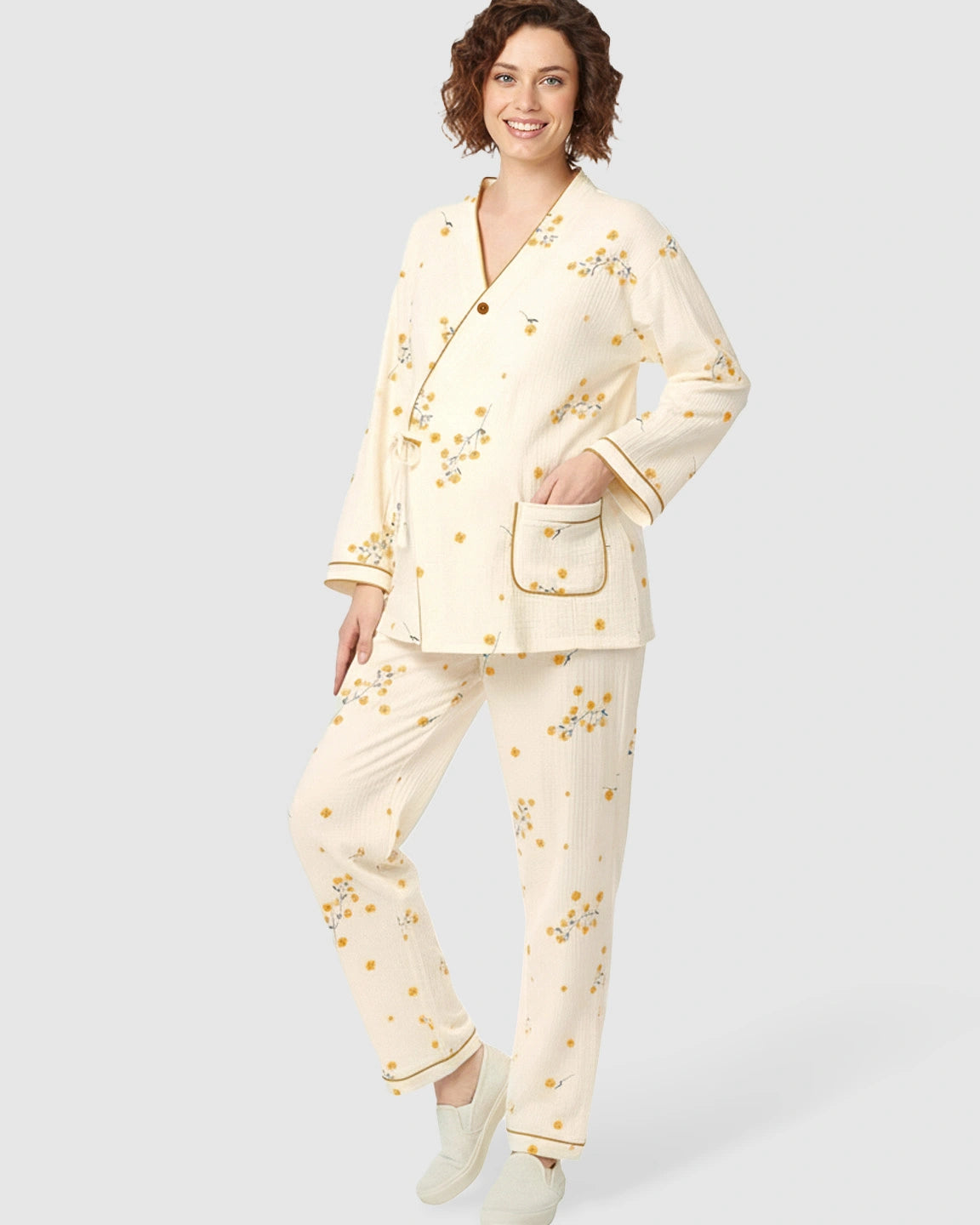 Lightweight Cotton Muslin Japanese Kimono-Style Lounge Set