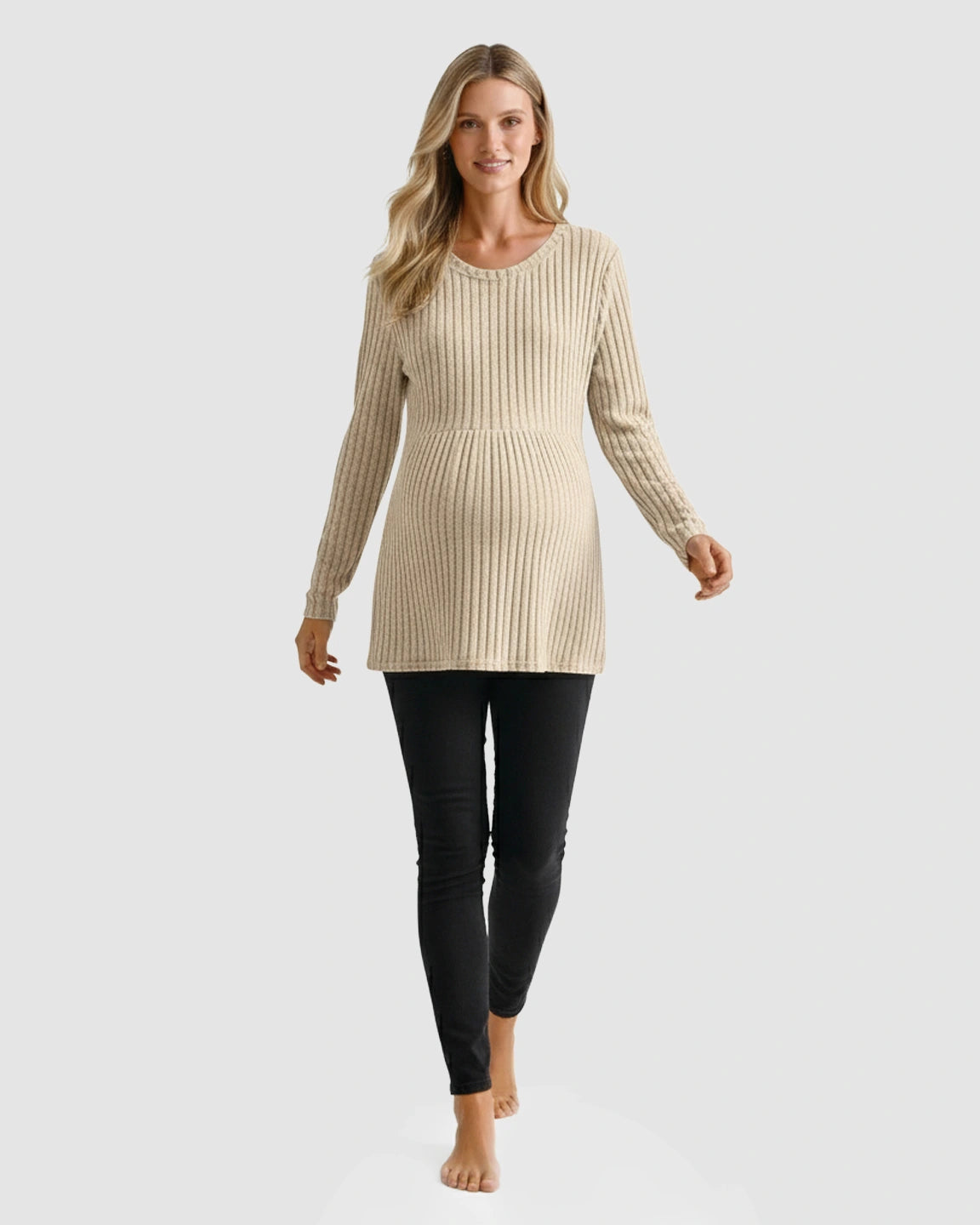 Soft Ribbed Long Sleeve Maternity Top
