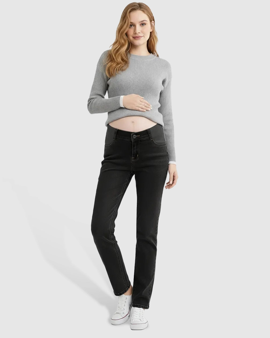 Side Panel Straight-Leg Maternity Jeans