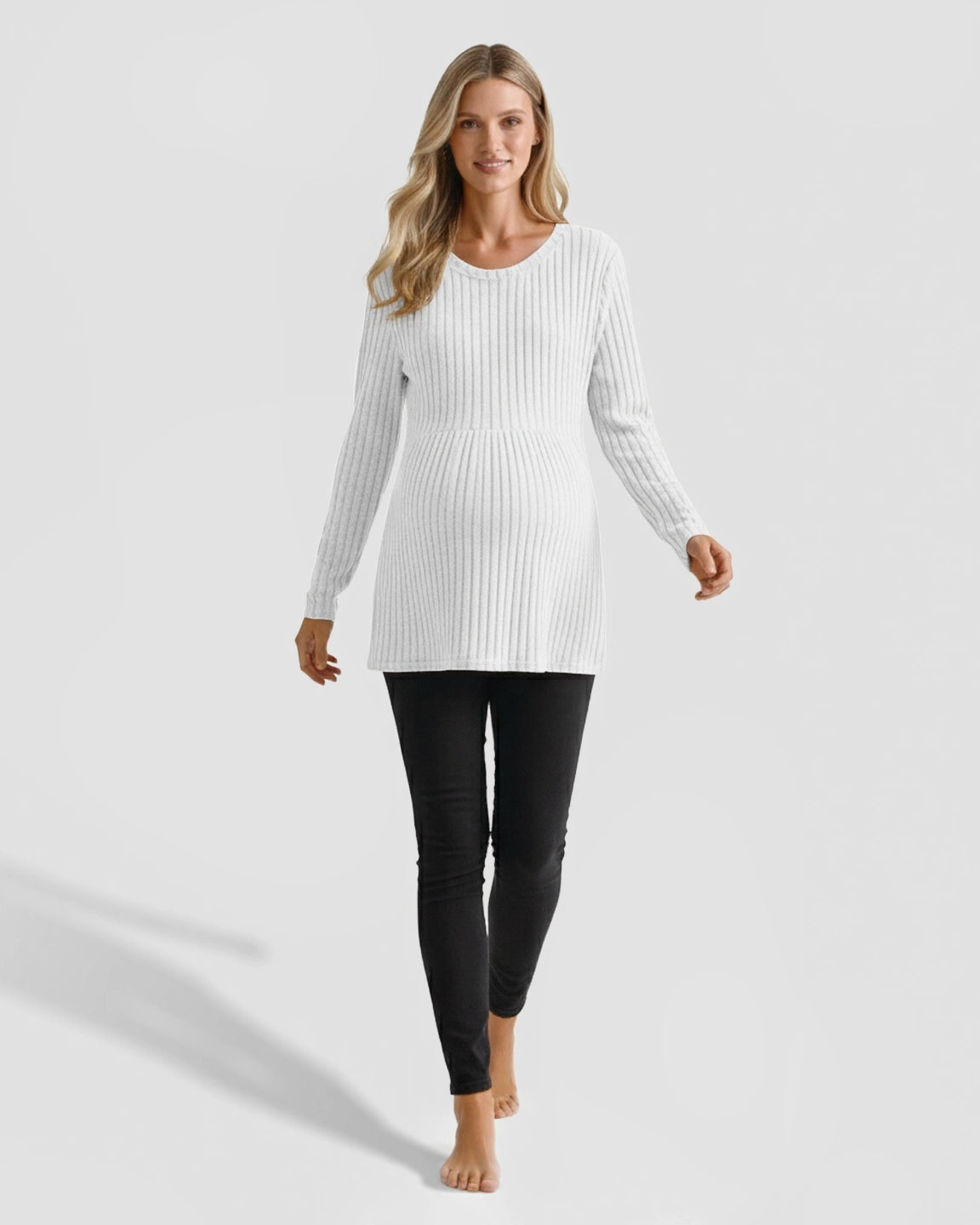 Soft Ribbed Long Sleeve Maternity Top