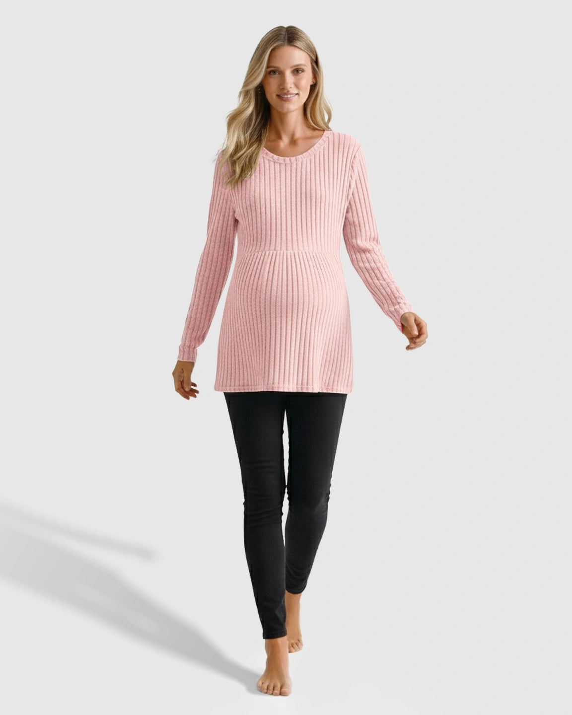 Soft Ribbed Long Sleeve Maternity Top