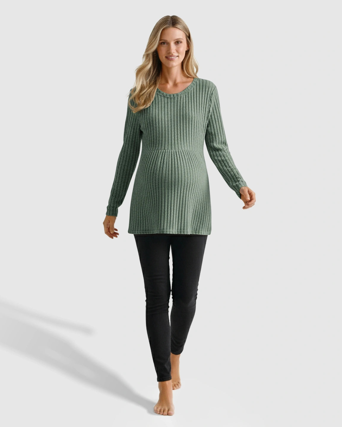 Soft Ribbed Long Sleeve Maternity Top