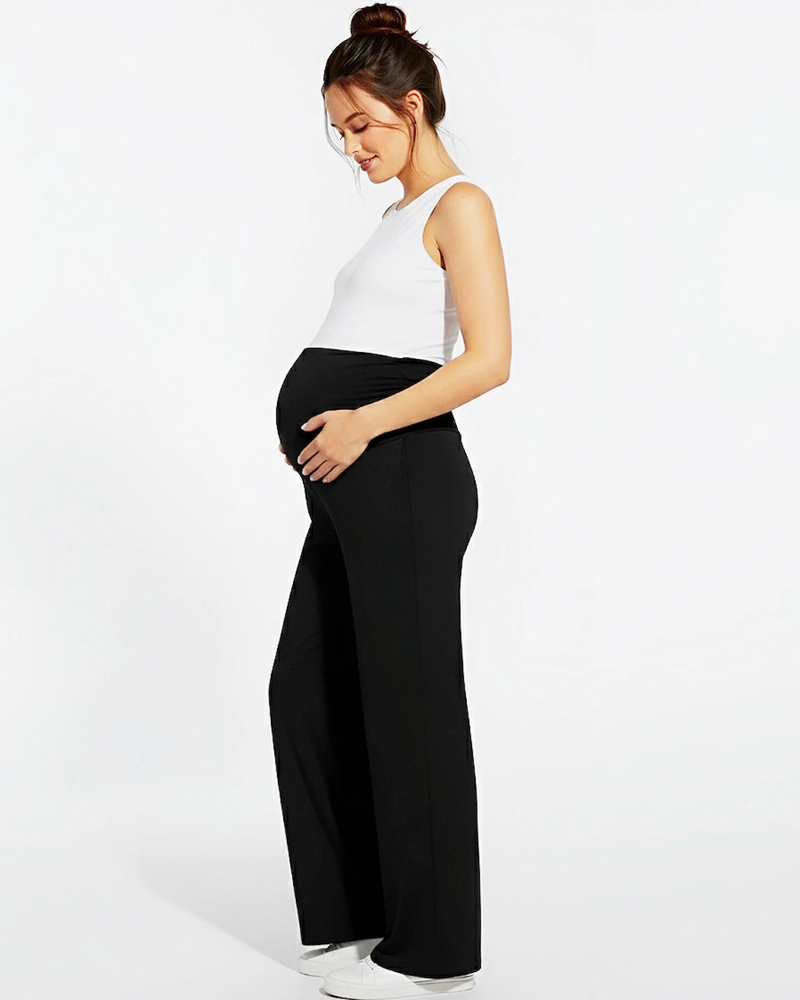 Ruched Hem Over Belly Casual Maternity Pant