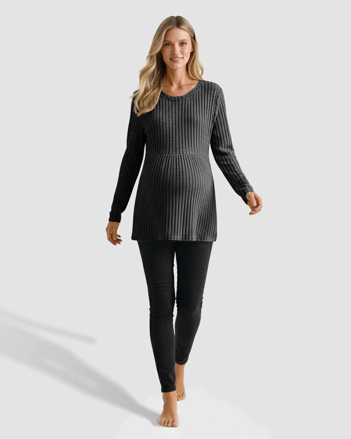 Soft Ribbed Long Sleeve Maternity Top
