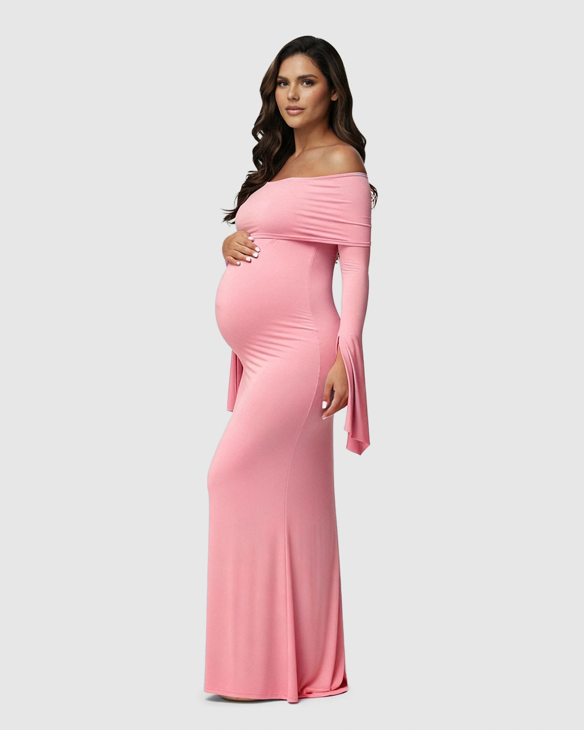 Off-Shoulder Bodycon Maternity Maxi Dress
