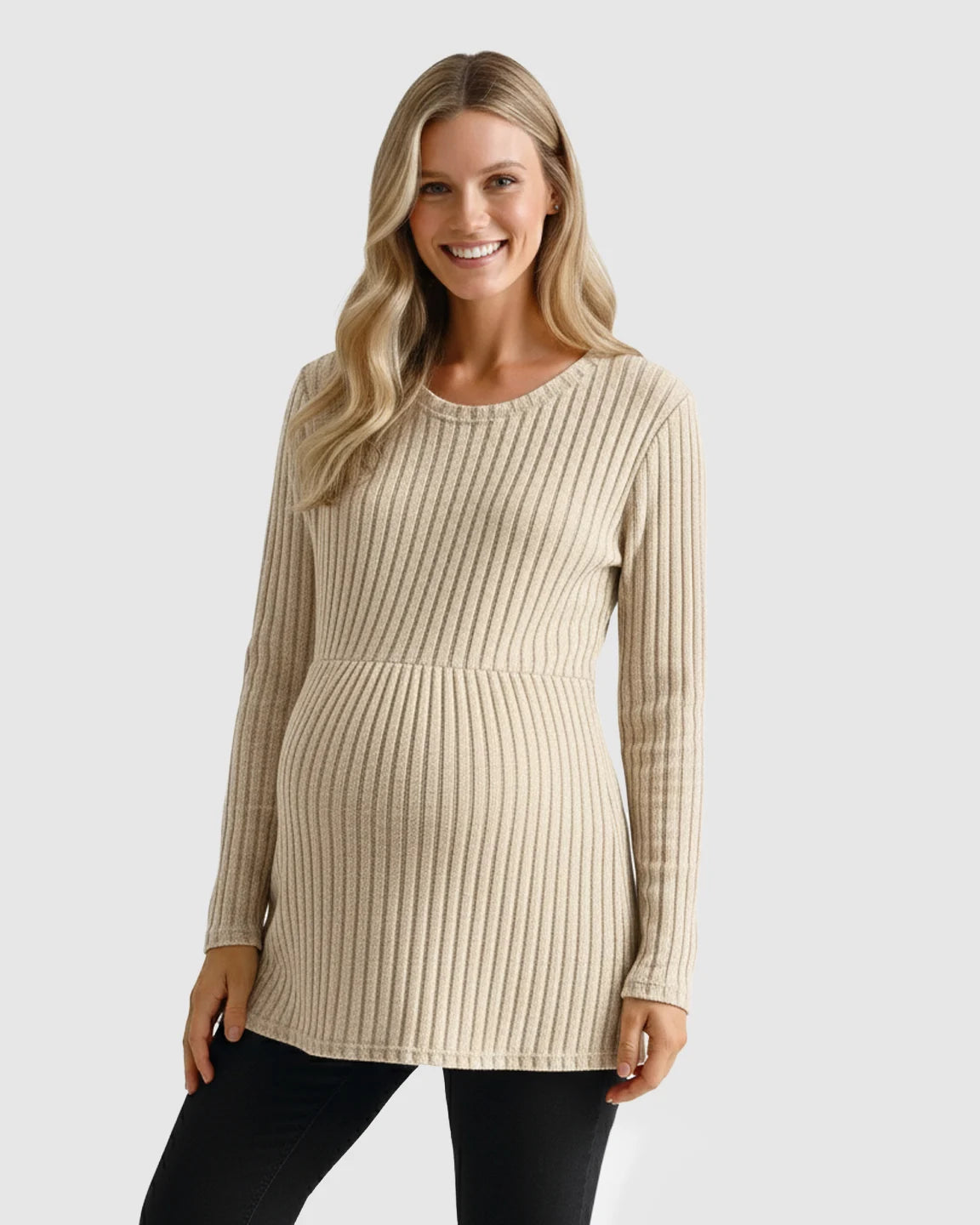 Soft Ribbed Long Sleeve Maternity Top