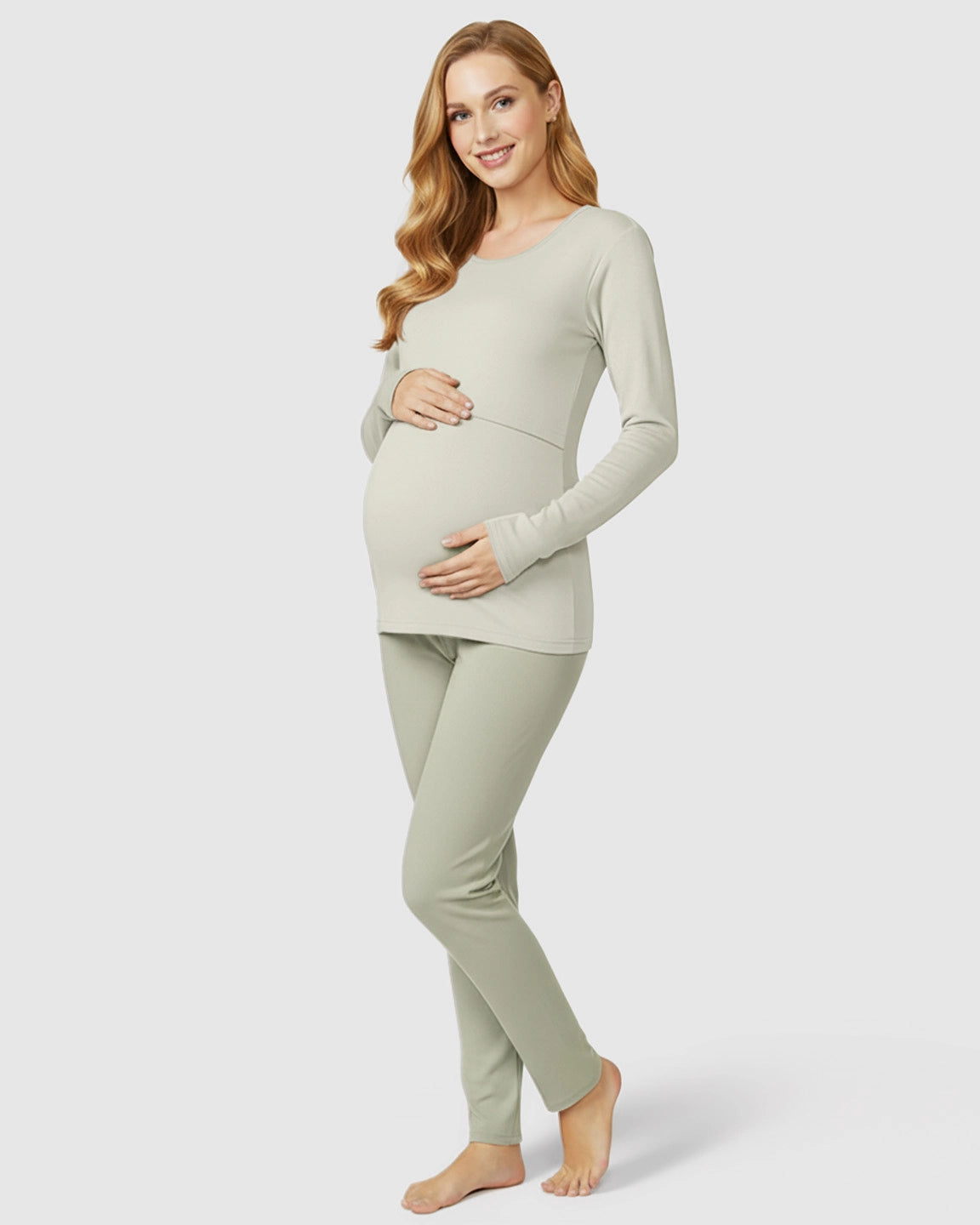 Nursing Access Long Sleeve Thermal Underwear Set