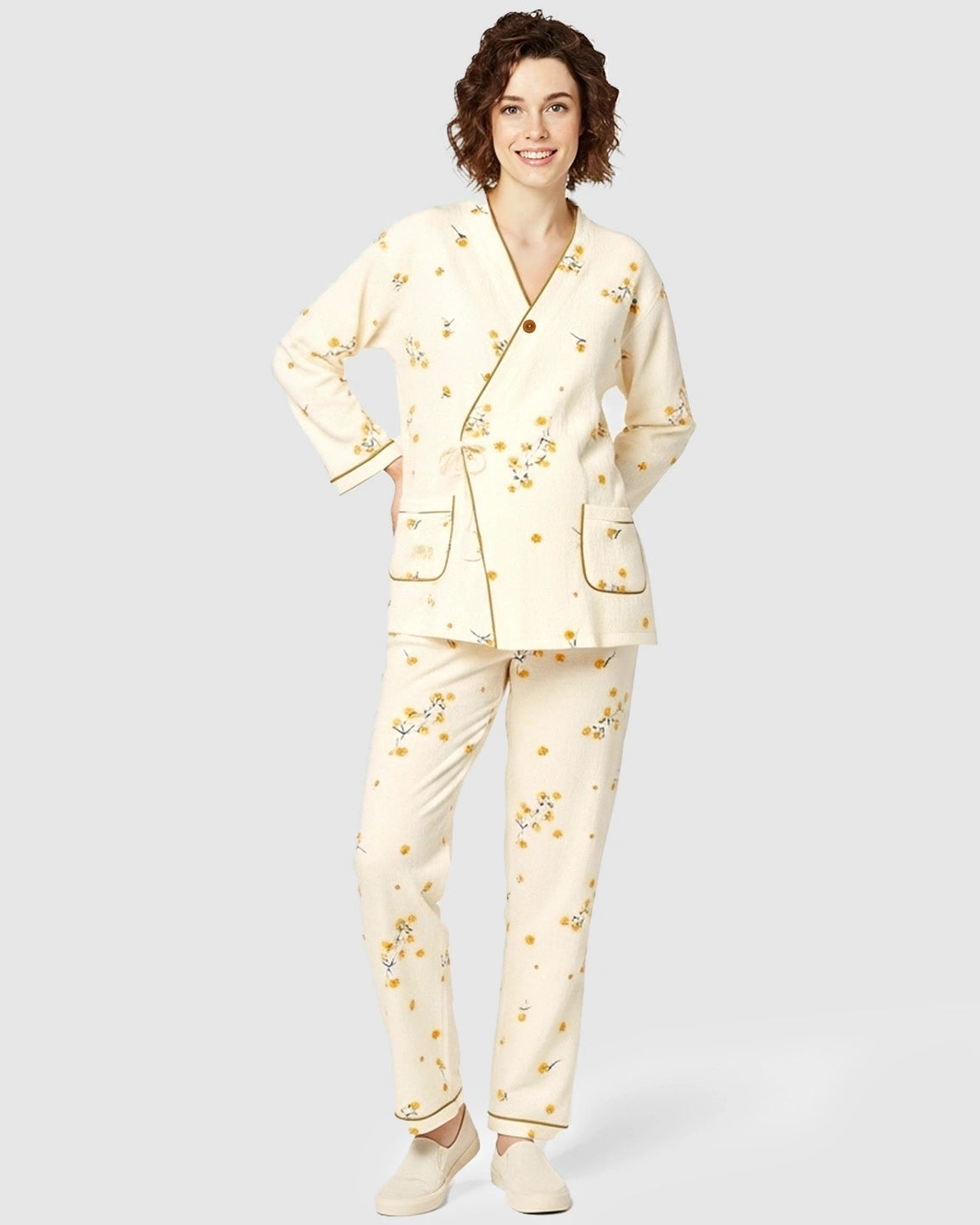 Lightweight Cotton Muslin Japanese Kimono-Style Lounge Set