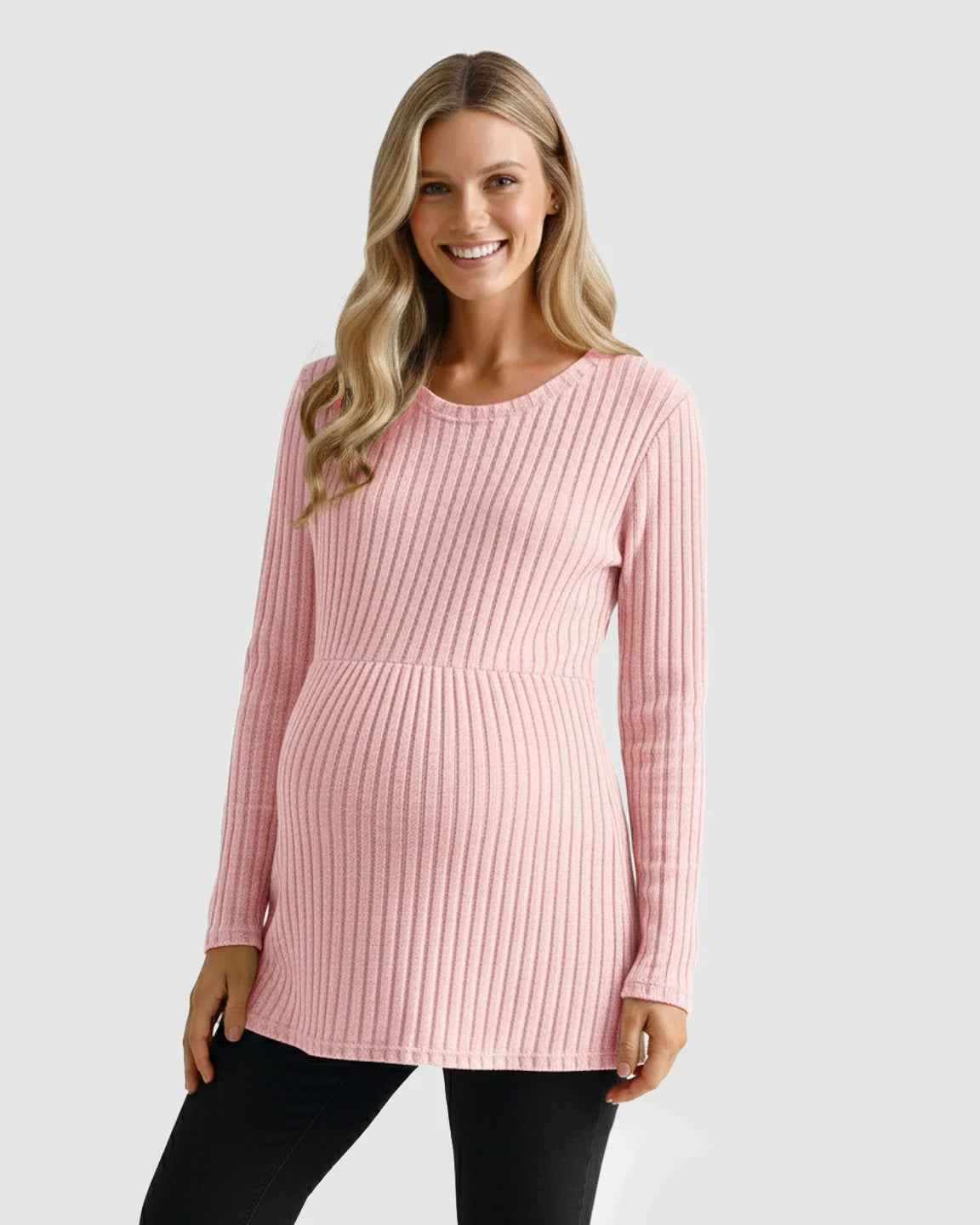 Soft Ribbed Long Sleeve Maternity Top
