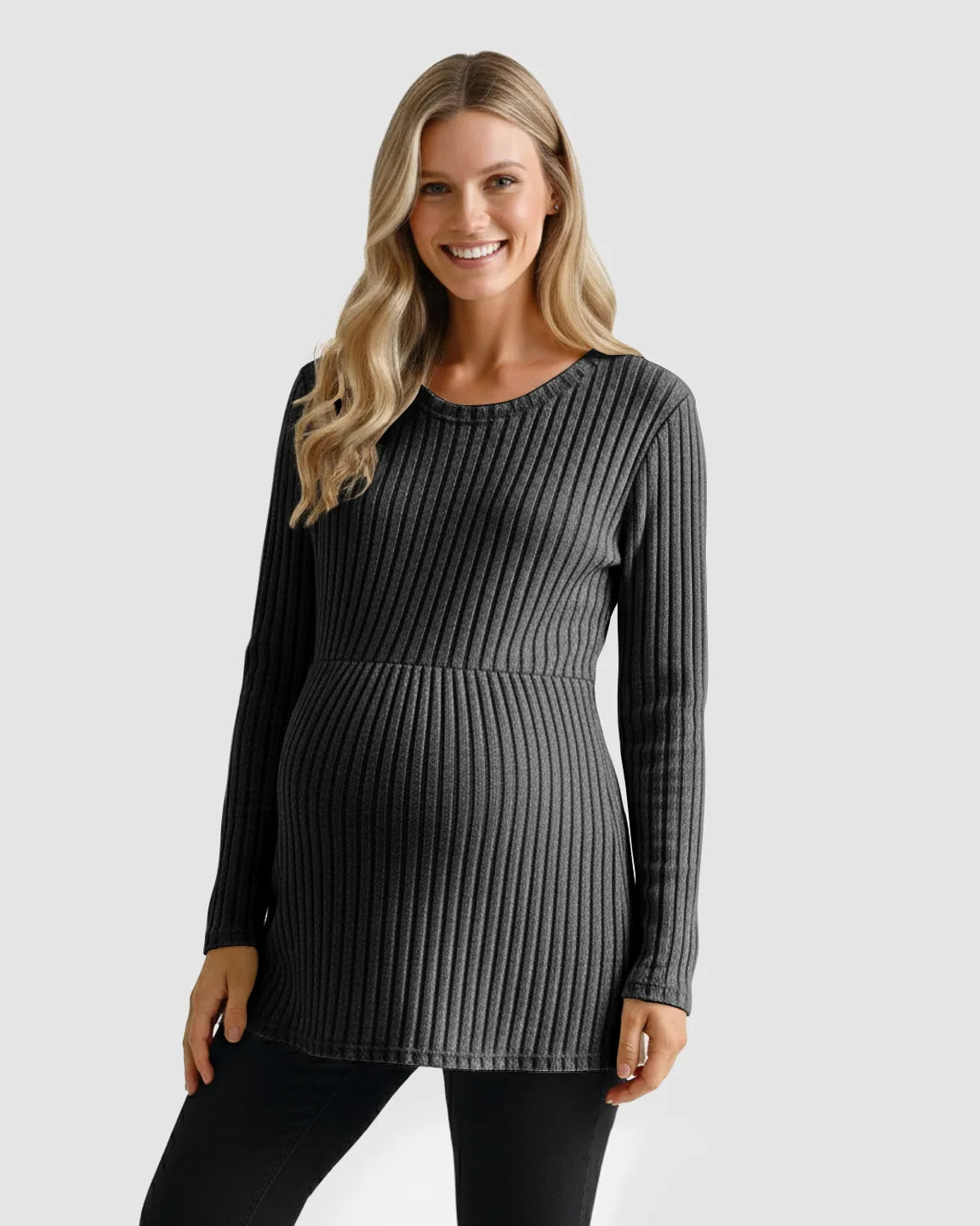 Soft Ribbed Long Sleeve Maternity Top