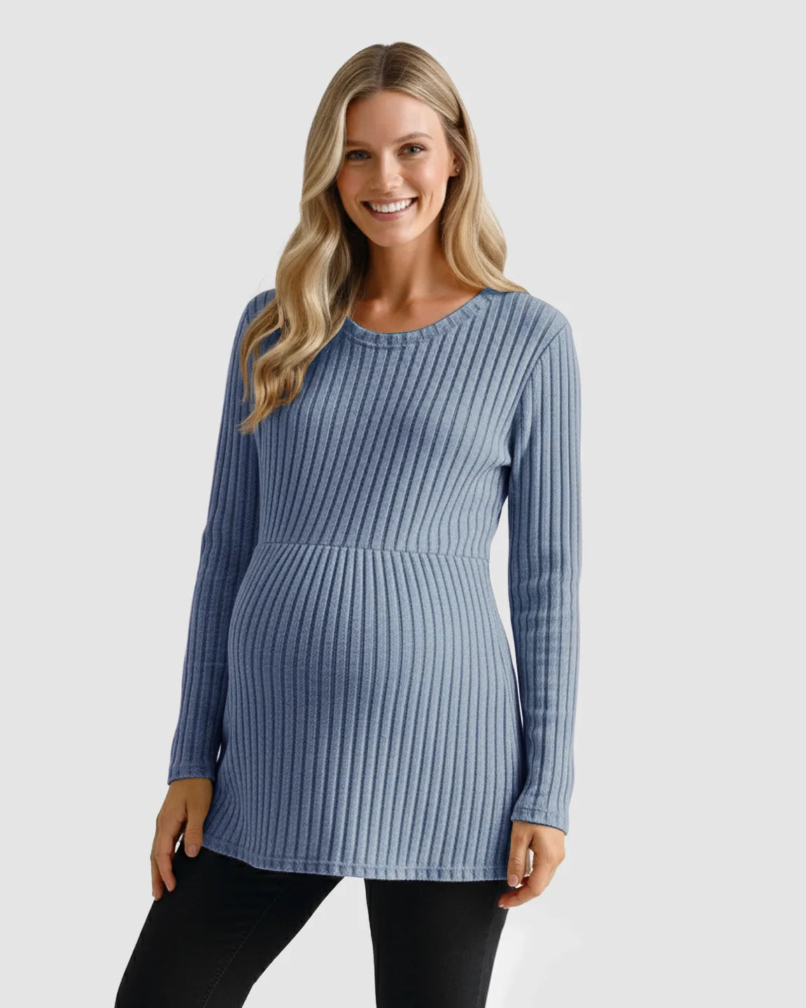 Soft Ribbed Long Sleeve Maternity Top
