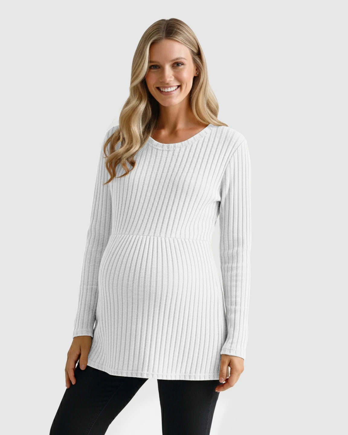 Soft Ribbed Long Sleeve Maternity Top