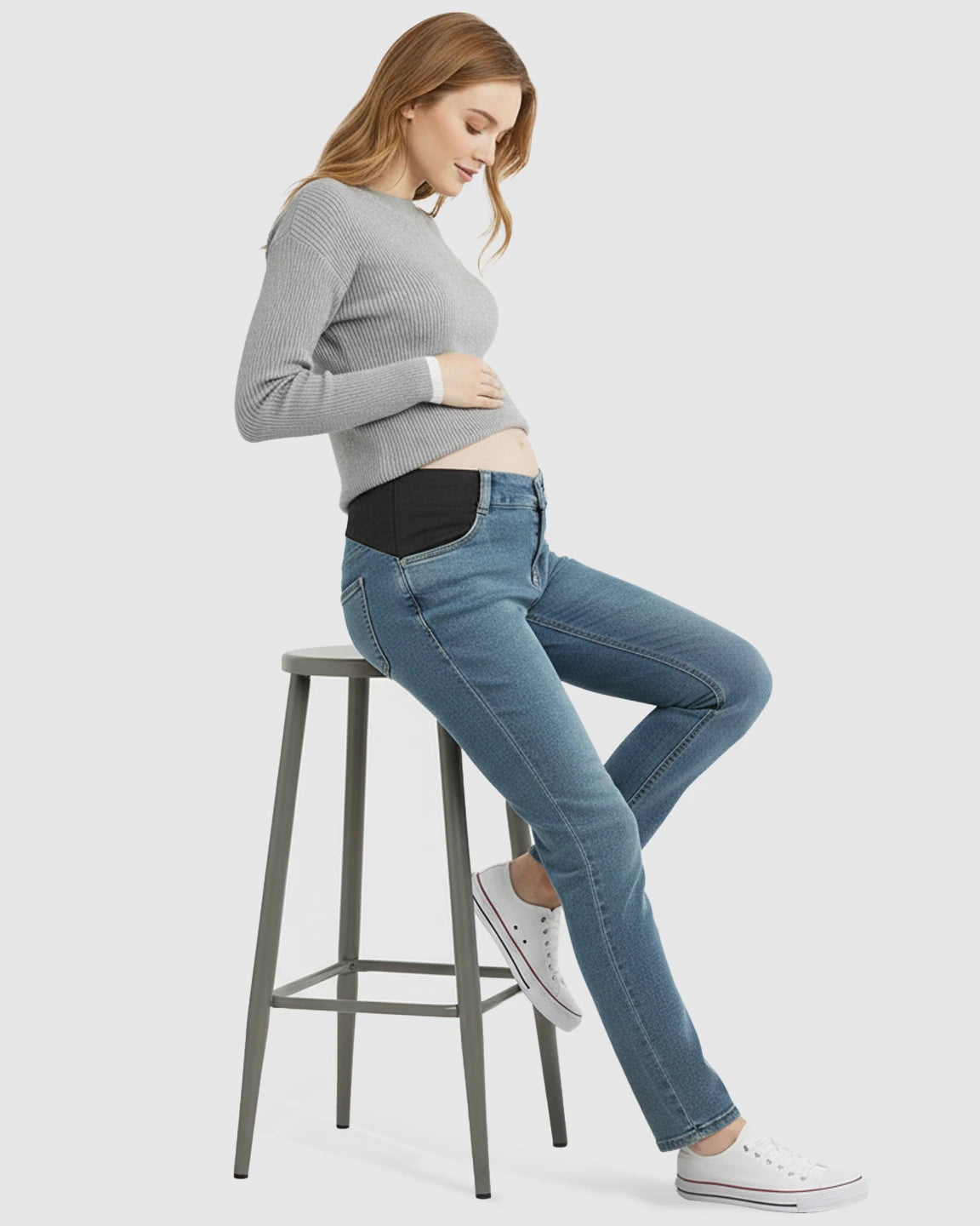 Side Panel Straight-Leg Maternity Jeans