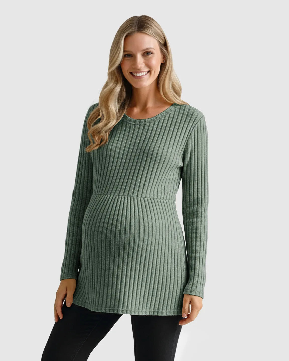 Soft Ribbed Long Sleeve Maternity Top