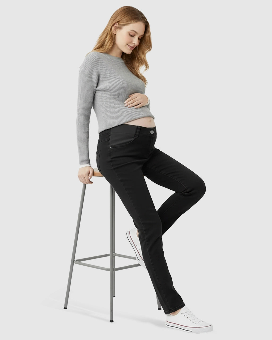 Side Panel Straight-Leg Maternity Jeans