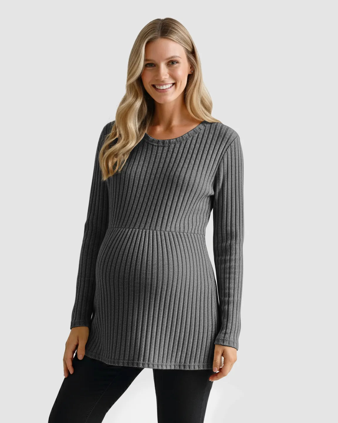 Soft Ribbed Long Sleeve Maternity Top