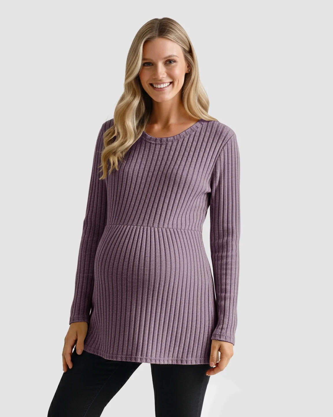 Soft Ribbed Long Sleeve Maternity Top