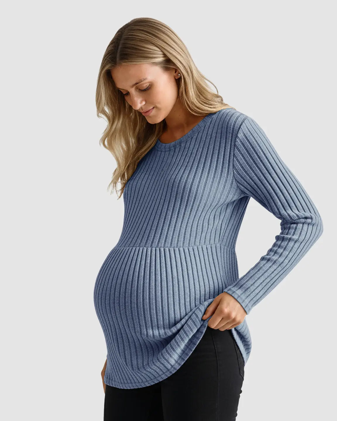 Soft Ribbed Long Sleeve Maternity Top