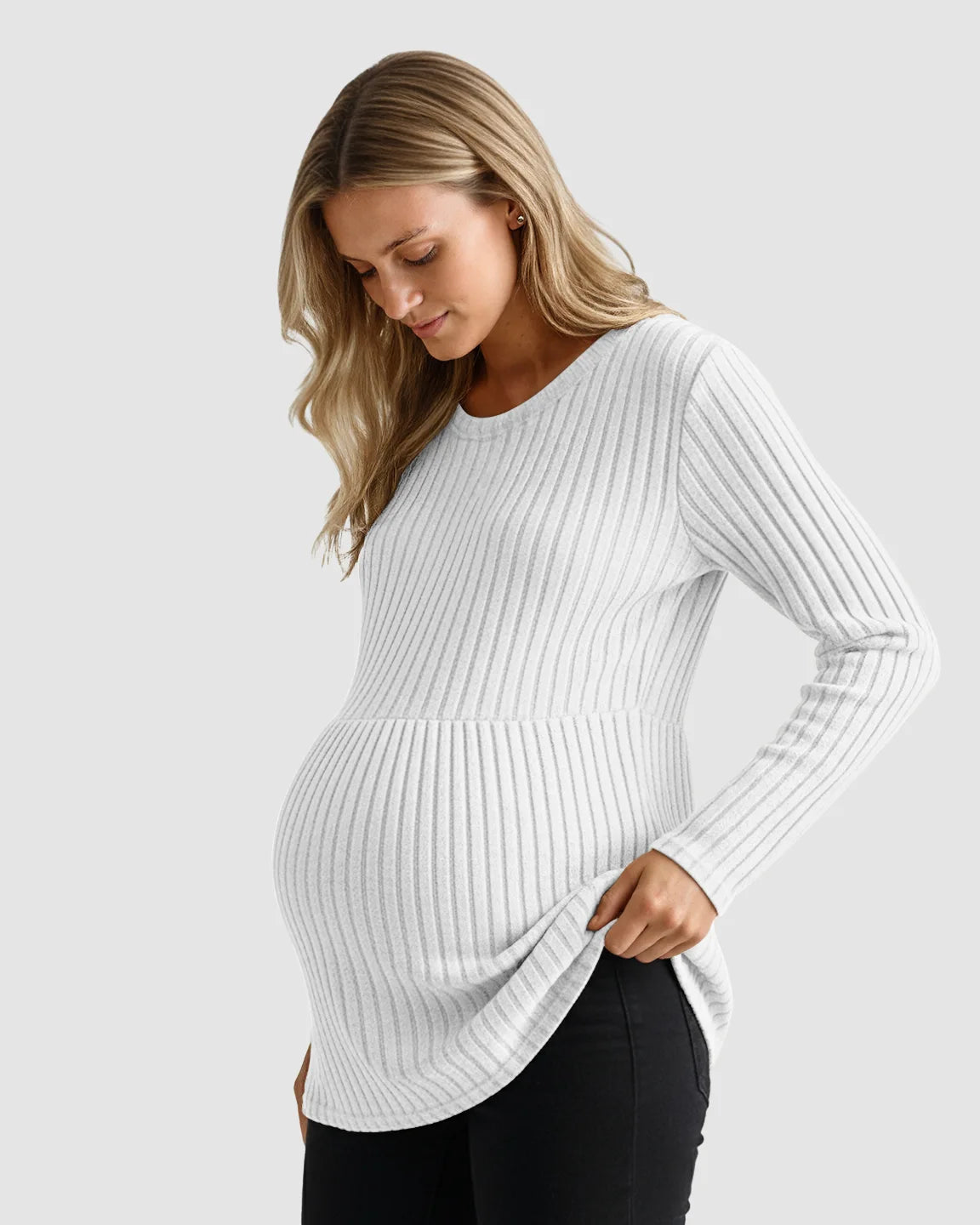 Soft Ribbed Long Sleeve Maternity Top