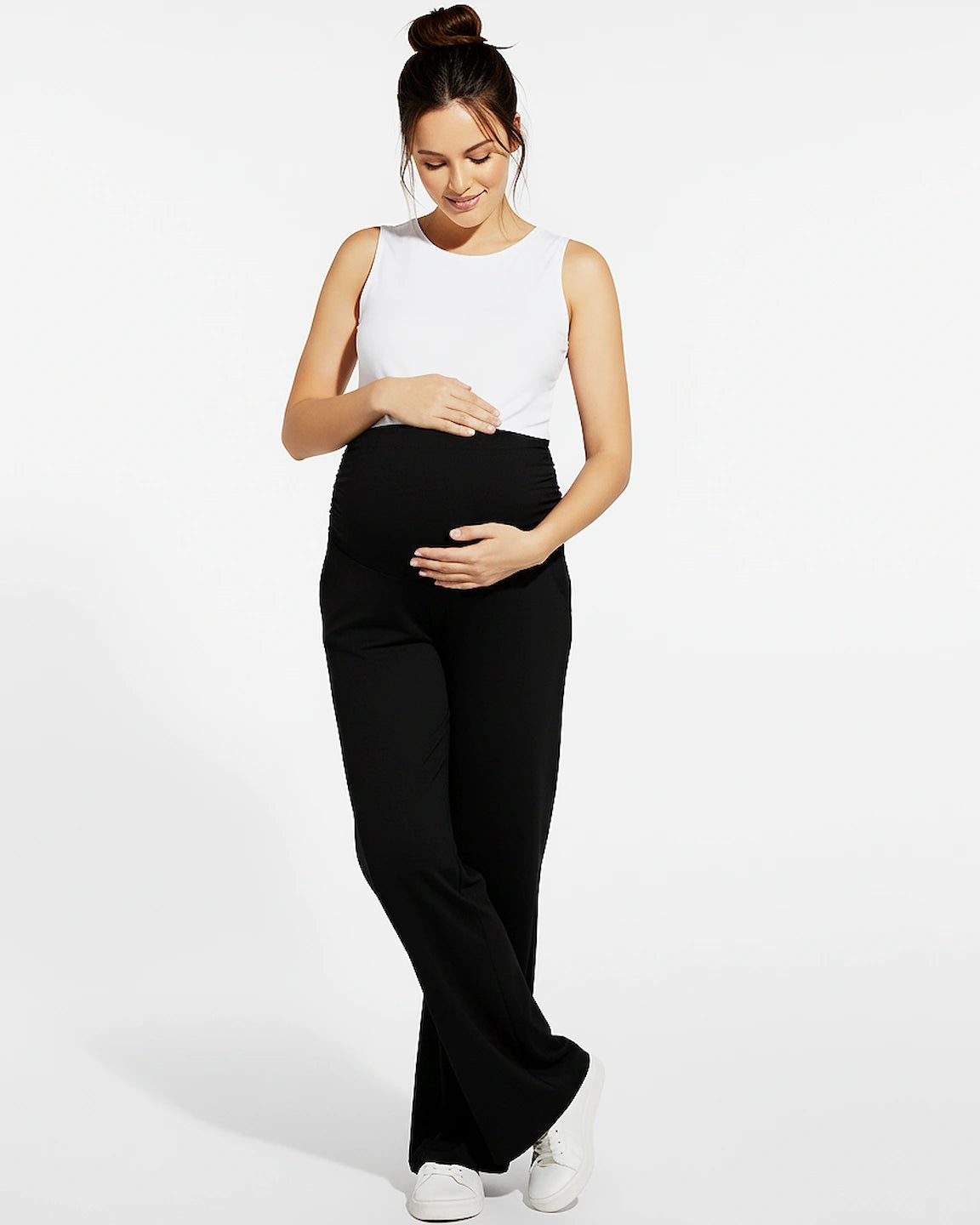 Ruched Hem Over Belly Casual Maternity Pant